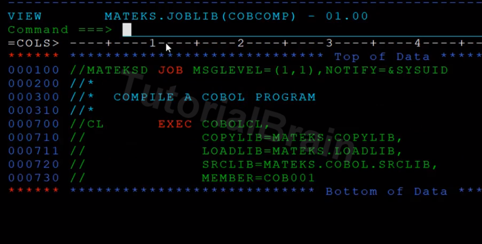 TutorialBrain-Compile JCL to compile and link edit the COBOL Program