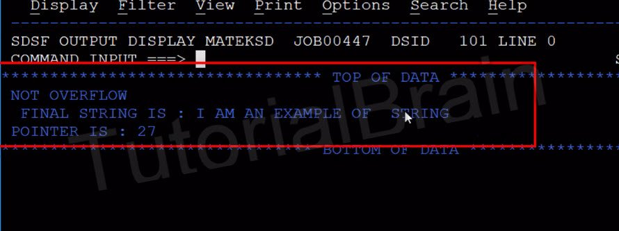 TutorialBrain-Output of the STRING operation used in String handling in COBOL