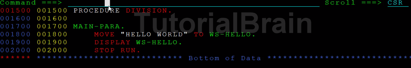 TutorialBrain - Structure of a simple HELLO WORLD Program