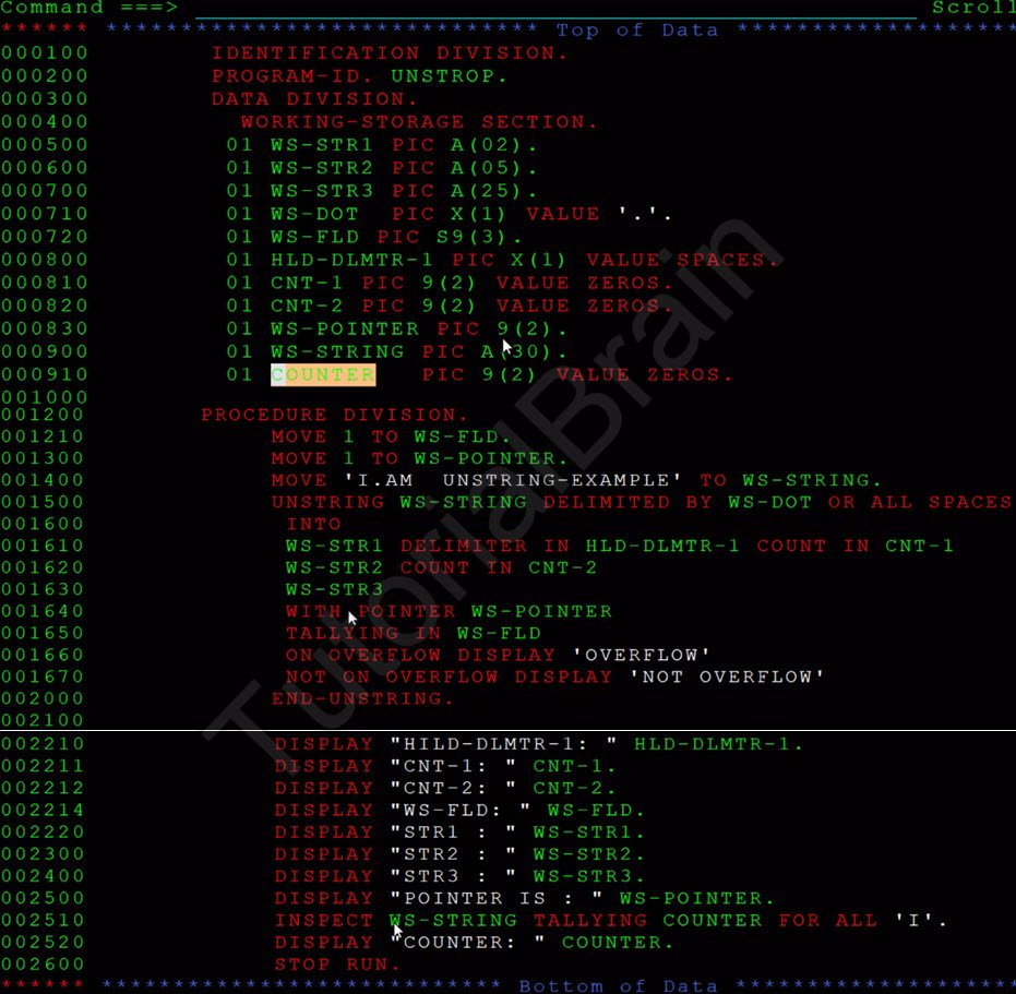 TutorialBrain-TALLYING operation used in UNString in COBOL