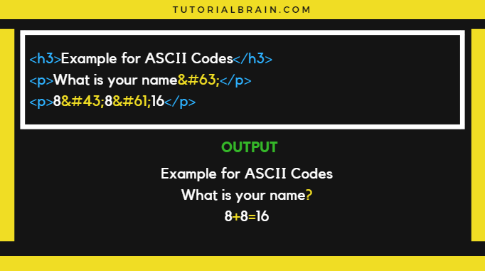 ASCII CODES Example