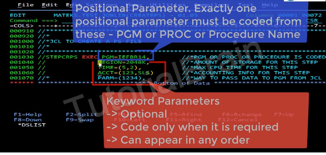 EXEC statement with Parameters