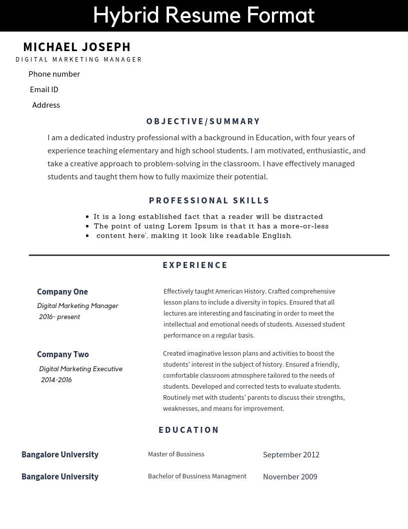 Hybrid Resume