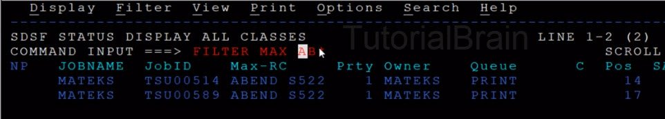 SDSF-Filter jobs which has abend