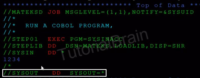 SYSOUT DD SYSOUT=* in JCL