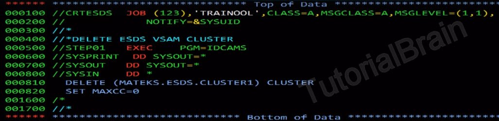 VSAM ESDS - Delete cluster and set maxx-0