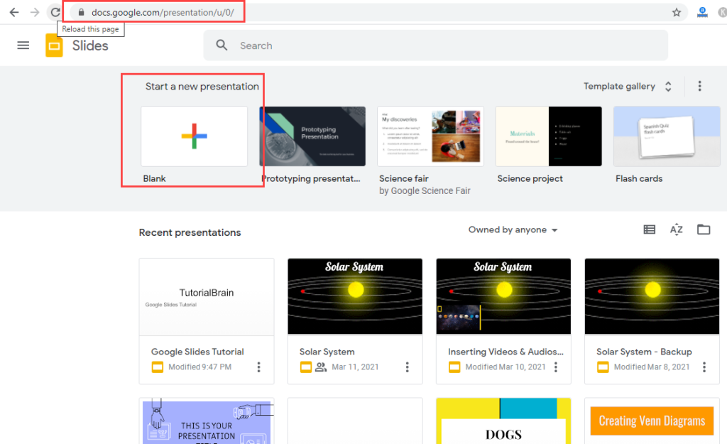 Go to slides.google.com to open Google Slides