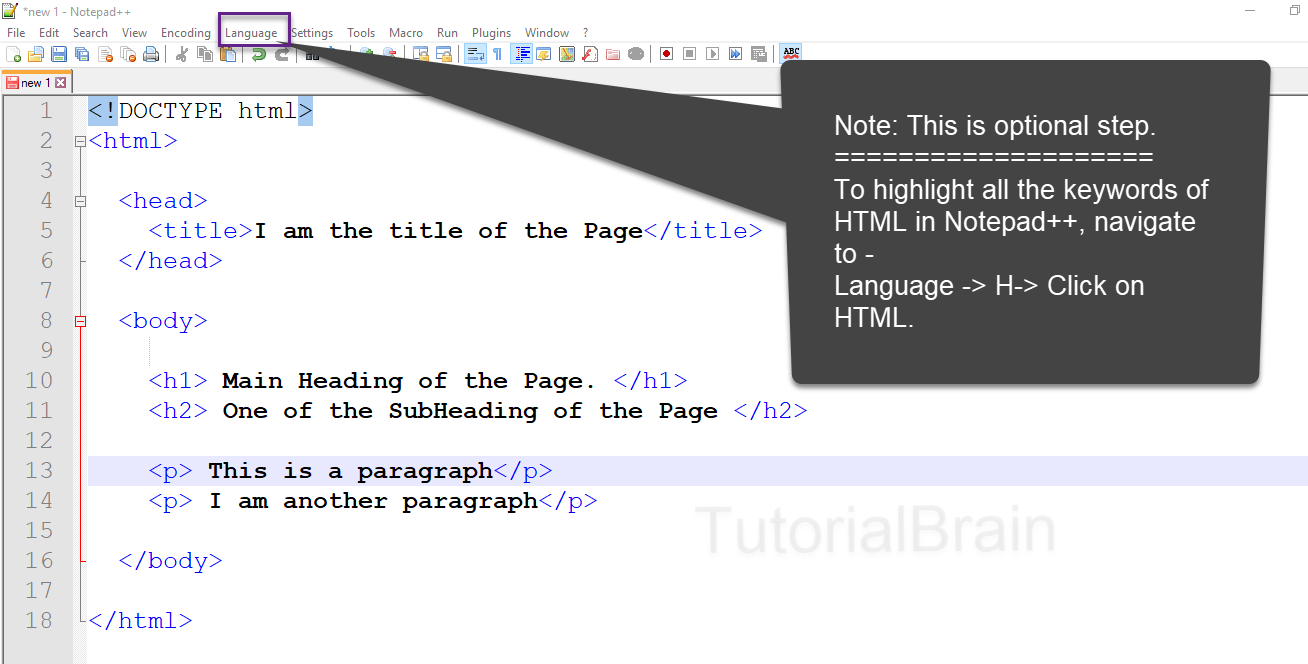 My First HTML document in Notepad++