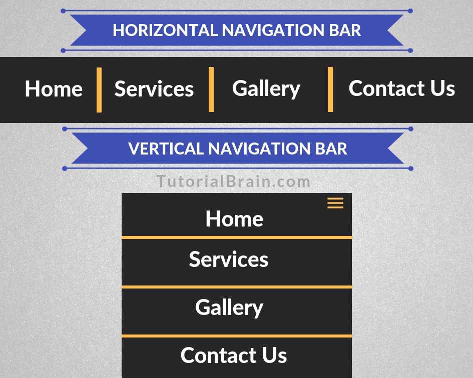 CSS Navigation Bar — TutorialBrain