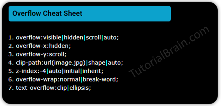 CSS Overflow cheat sheet