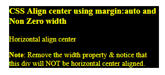 align center using margin & width