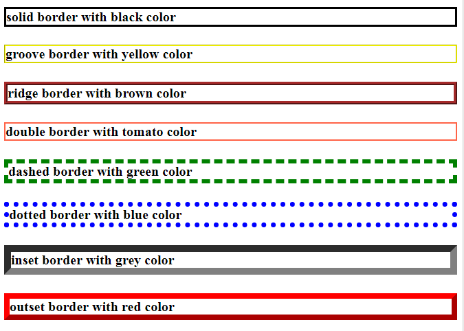 all the styles of the borders 1