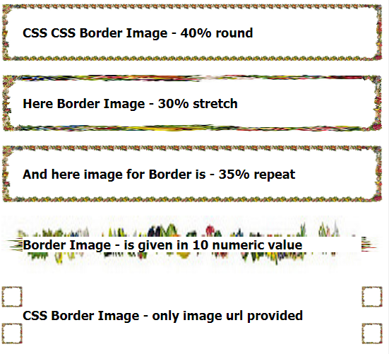 different types of CSS border image properties