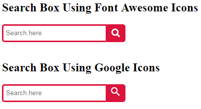 CSS search Box with icons