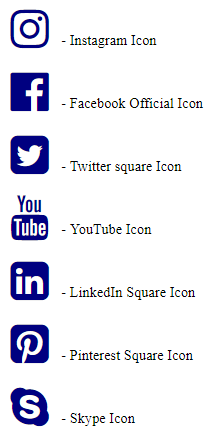 Font Awesome Social Media Icons