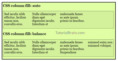 CSS column fill property