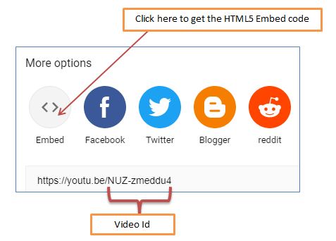 HTML5 YouTube Video embed code with video id