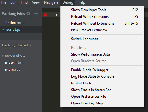 How to Debug in Brackets