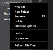 Brackets File Management options