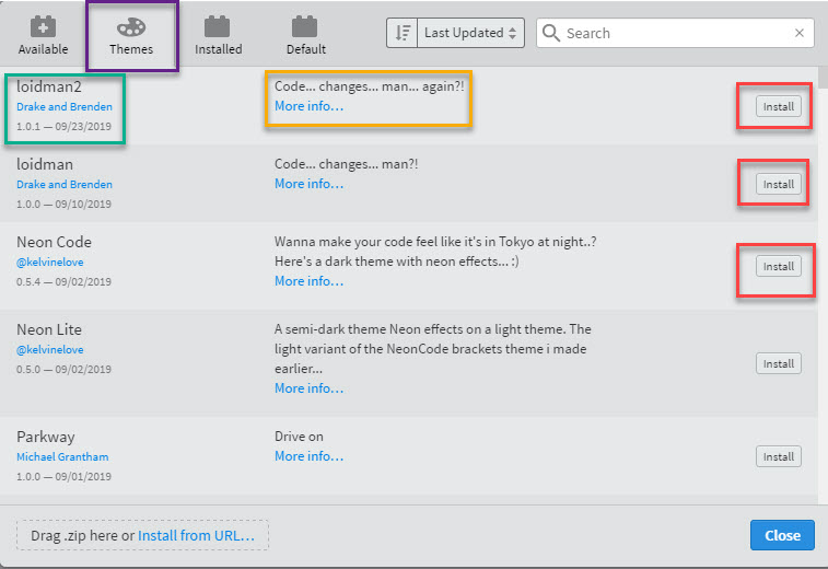 Brackets - How To install a theme In Brackets using Extension Manager