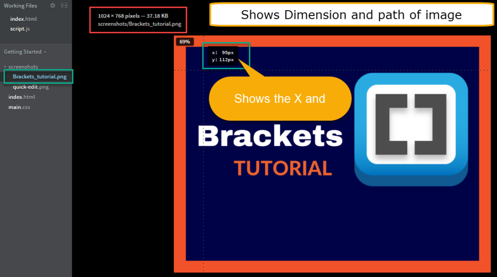 Brackets Image preview feature