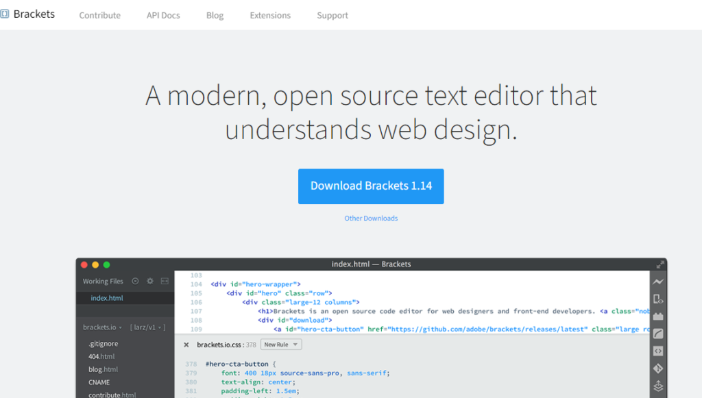 Brackets text editor from Brackets.io