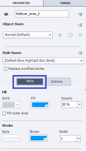 Adobe Captivate Style Tab