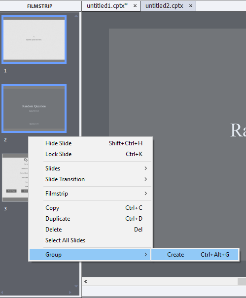 Adobe Captivate - Grouping of Slides