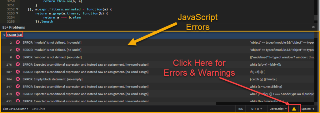 Brackets JavaScript Errors ESLint