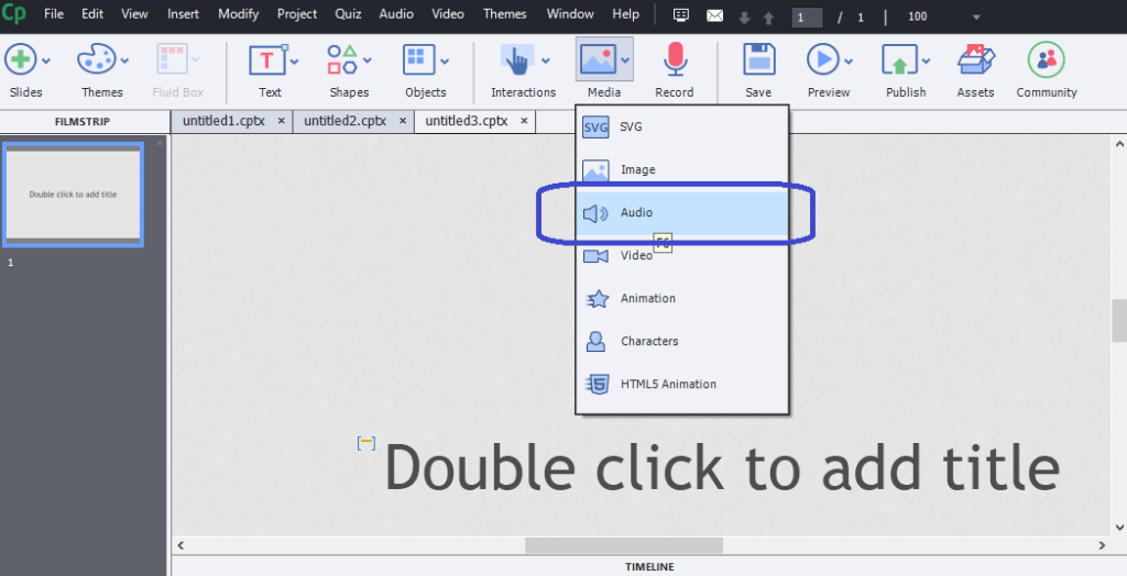 Adobe captivate adding audio single slide