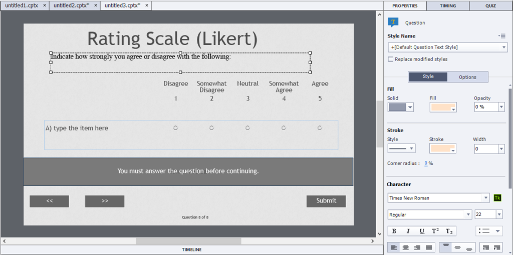 Adobe Captivate Rating Scale Likert - TutorialBrain