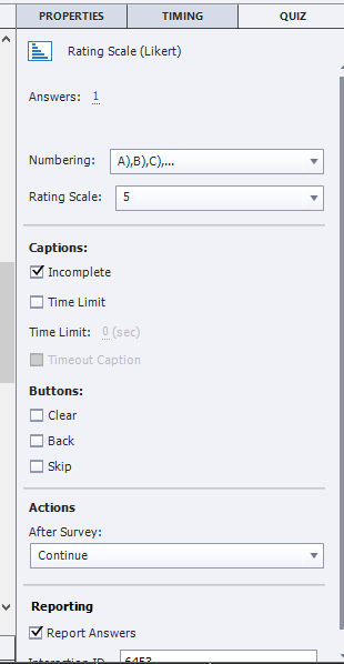 Adobe Captivate Rating Scale Likert properties - TutorialBrain