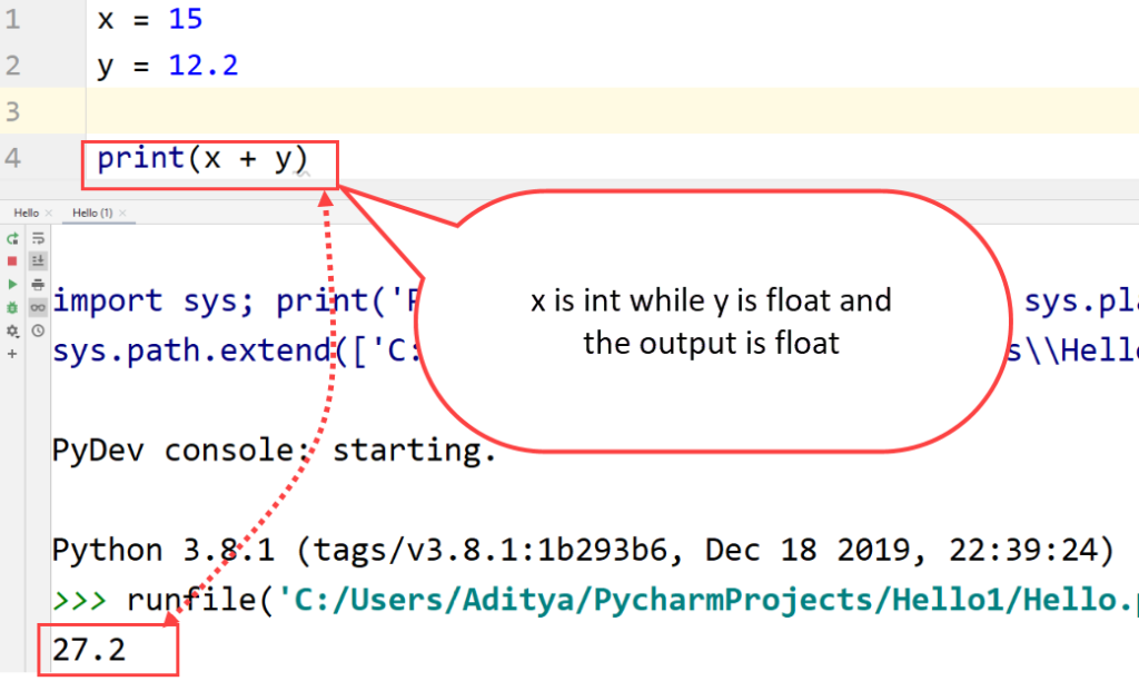 Python casting concatenation int float