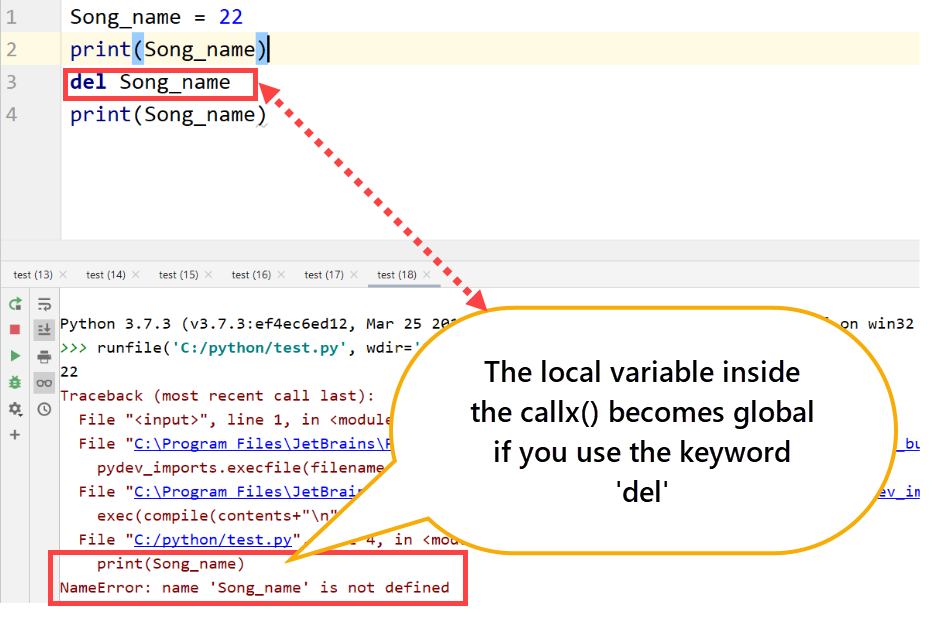 Python delete Variable