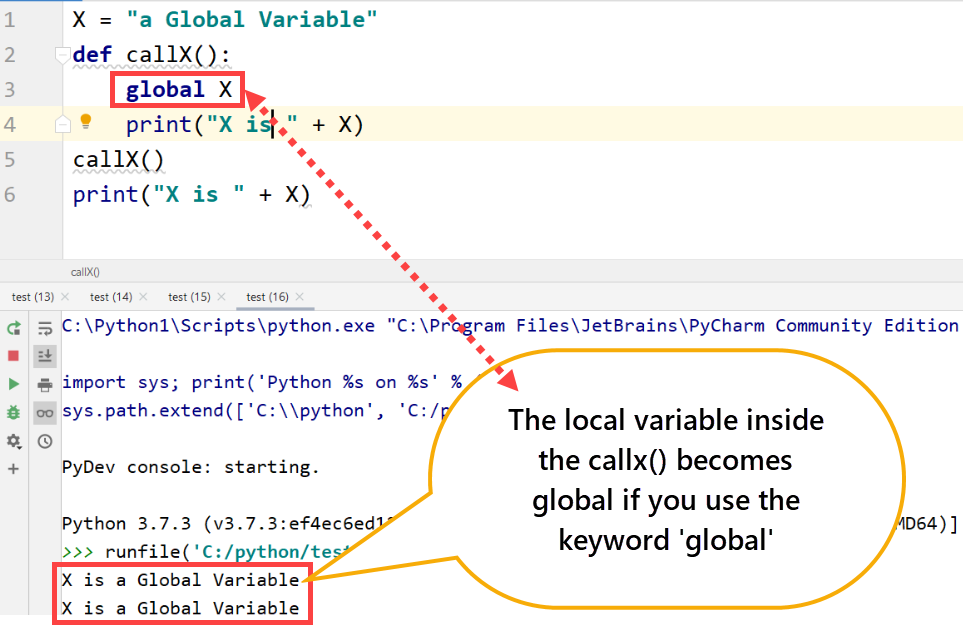 Python make local variable global