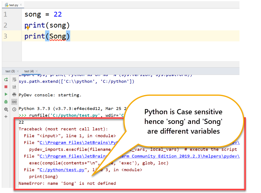 Python variable case sensitive