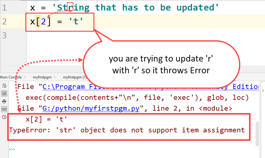 Python error updating substring