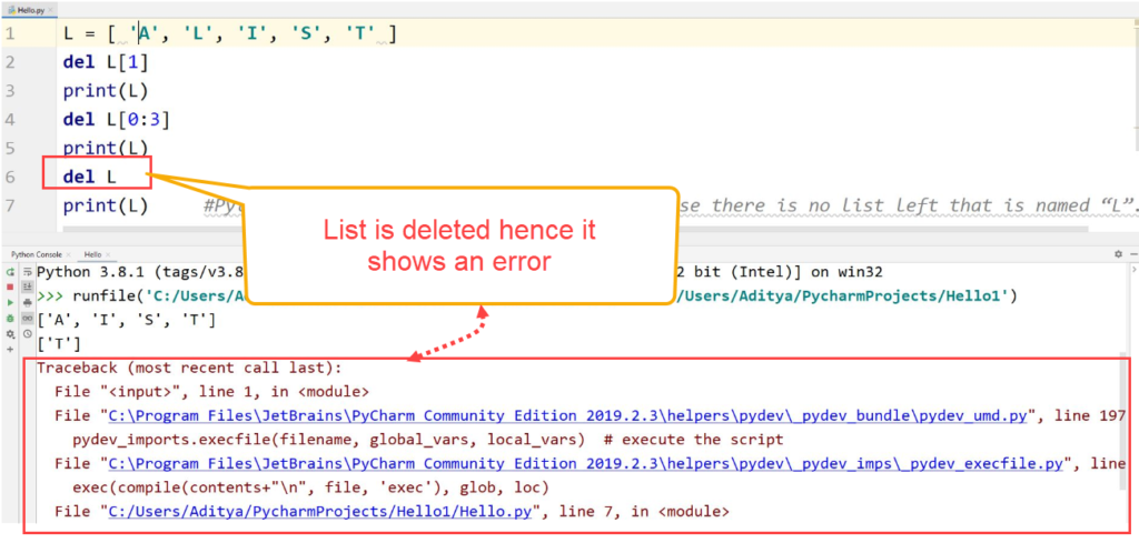 Python deleting elements