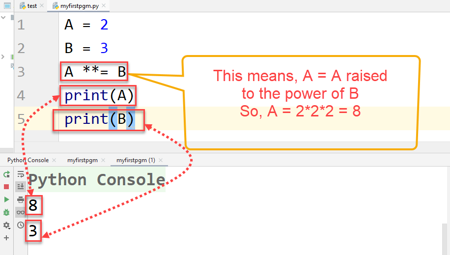 Python-exponent assignment operator