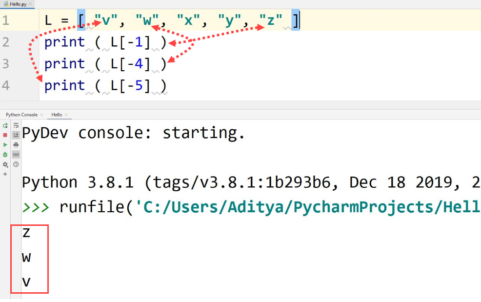 Python negative indexing