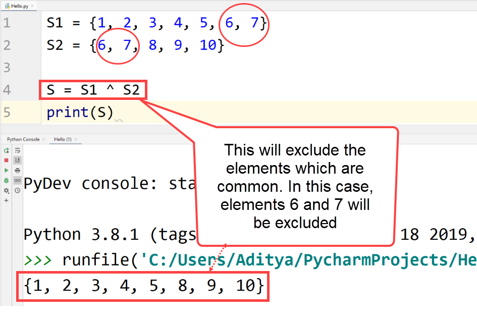 Python symmetric difference