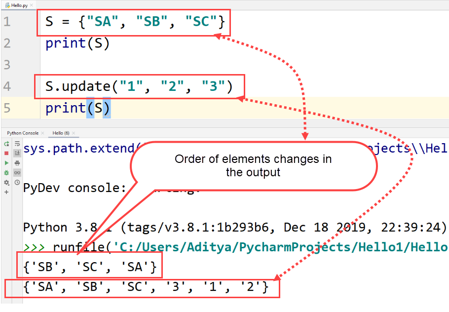 Python update elements