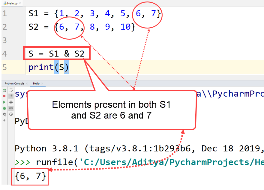 python intersection