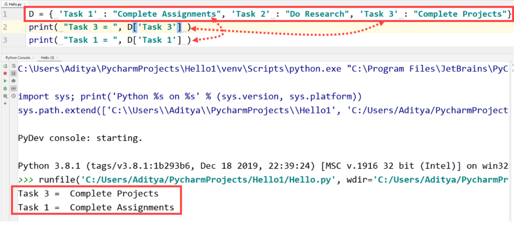 Python- accessing values of dictionary