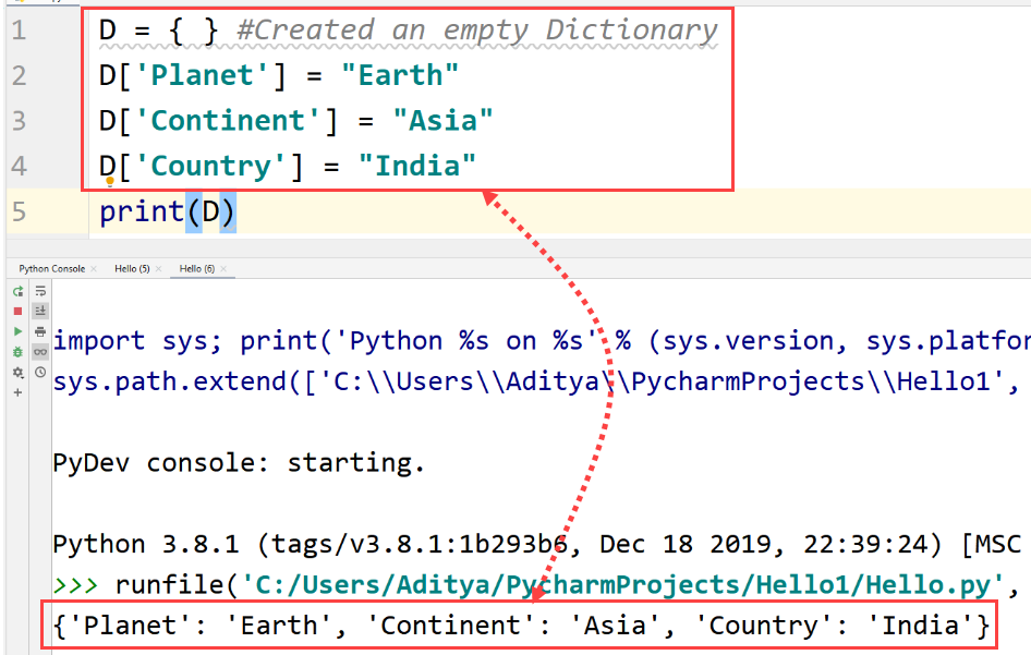 Python - adding values in empty dictionary