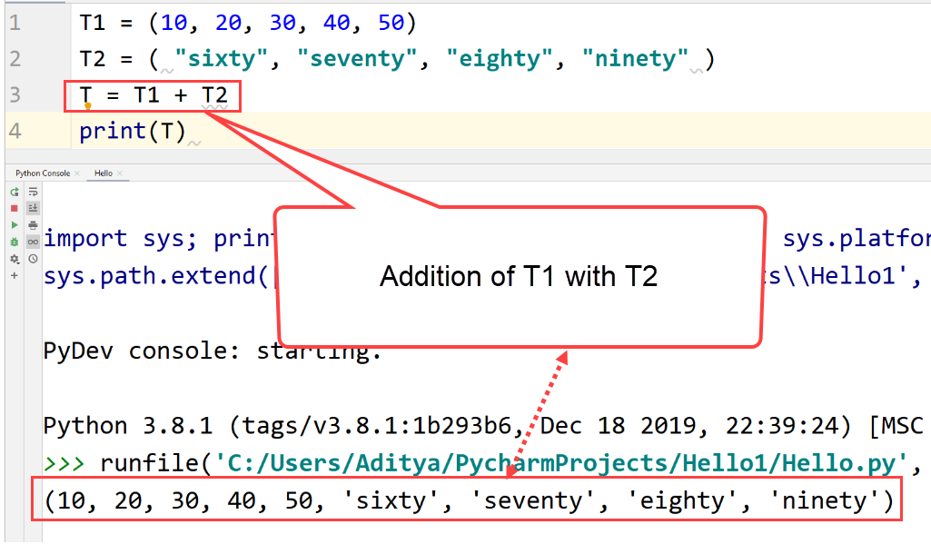 Python- Concatenation using addition