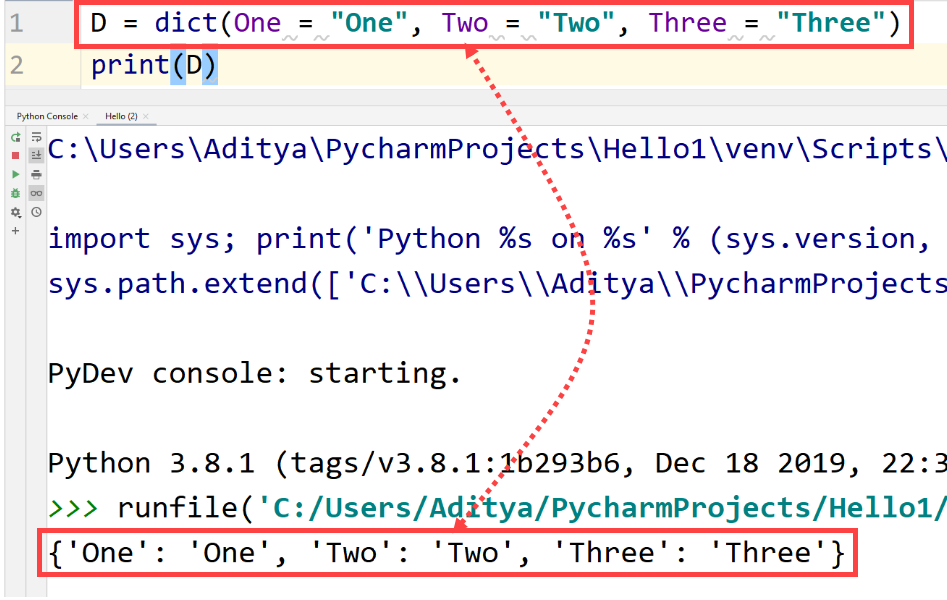 Python - creating dictionary dict function