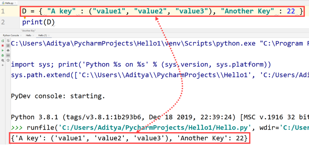 Python- creating dictionary single key