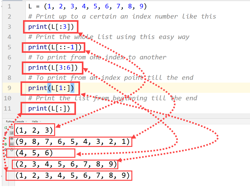 Python- Slicing Tuple