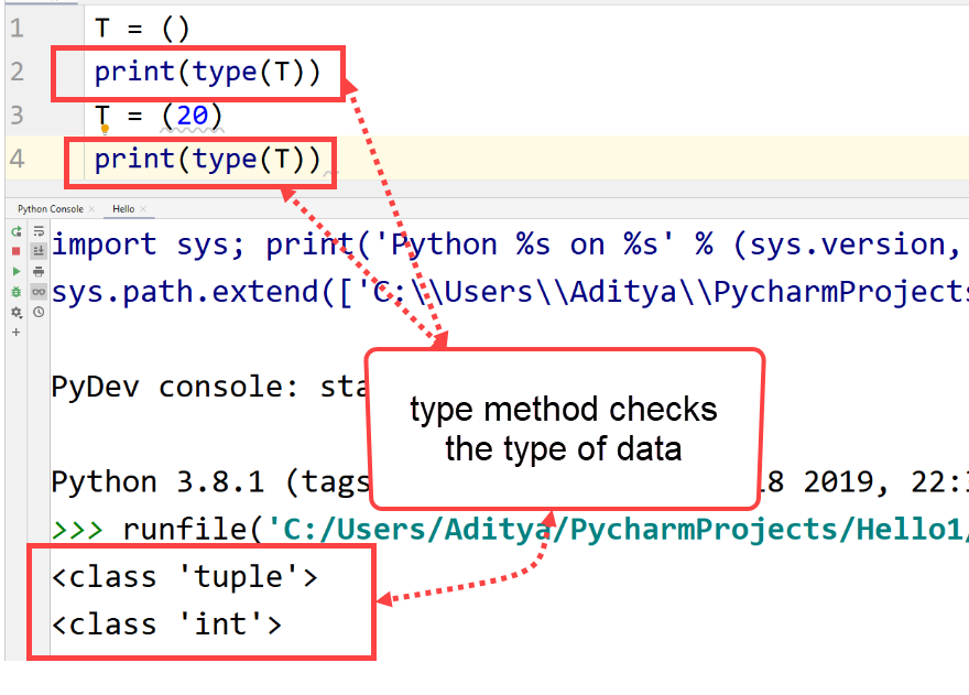 Python- type() method to check data type